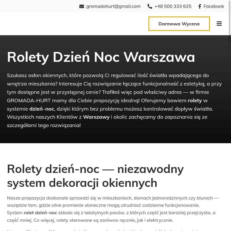 Rolety rzymskie na wymiar Warszawa
